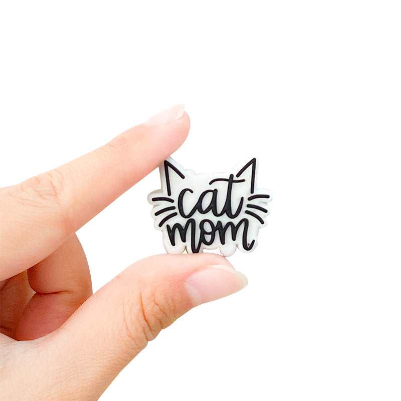 Wholesale 10pcs Silicone Cartoon Cat Mom Focal beads